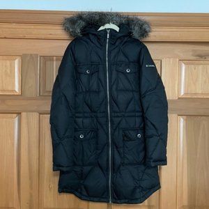 Columbia Black Long Down Insulated Puffer Coat Parka with Hood Medium